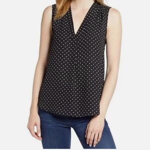 Vince Camuto Black Polka Dot Sleeveless Top
